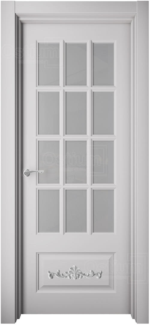 Ostium Межкомнатная дверь Е18 лепнина ПО Стекло 5, арт. 25014 - фото №1