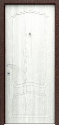 Входная металлическая дверь Амега Универсал Plus c фрезеровкой 1 замок 2мм металл (Антик медь + МДФ)